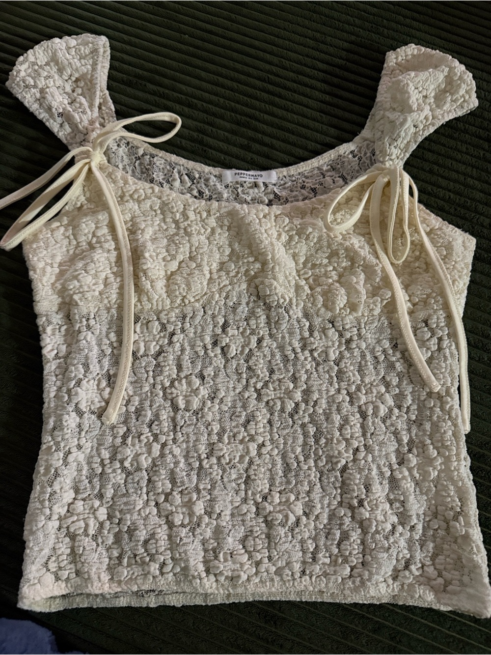 Peppermayo Cream Lace Tie-Shoulder Camisole